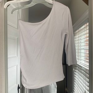White cut out shoulder top